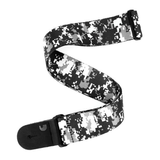 D'Addario P20S1501 Digital Camo Guitar Strap Black 2-Inch