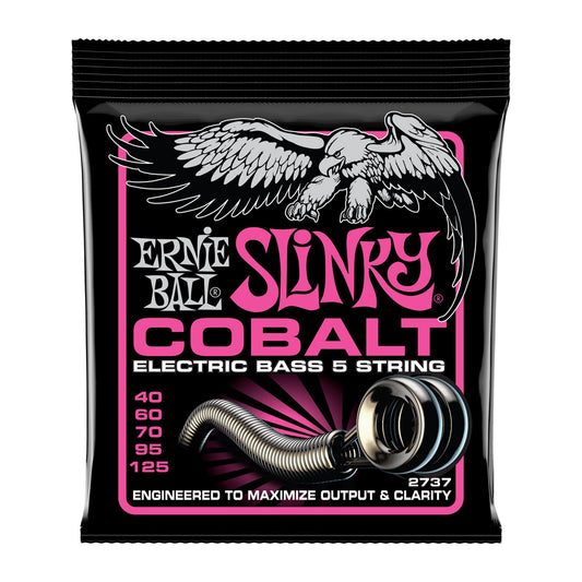 Ernie Ball P02737 Super Slinky Cobalt 5-String Electric Bass Strings 40-125