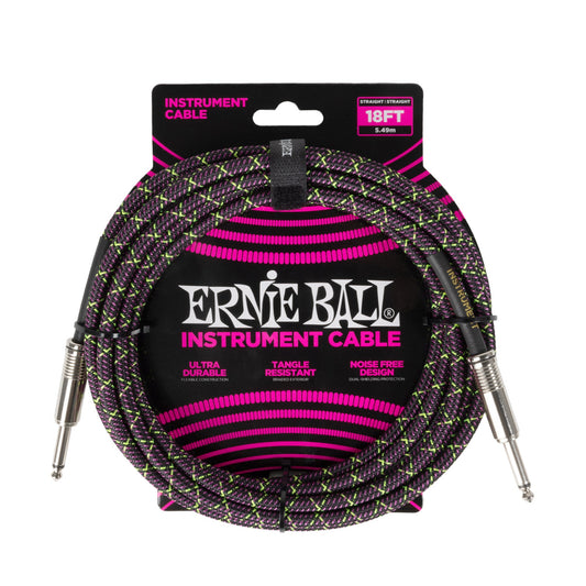 Ernie Ball P06431 Braided Instrument Cable 18ft Purple Python