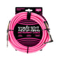 Ernie Ball P06083 Braided Instrument Cable Straight/Angle 18ft Neon Pink