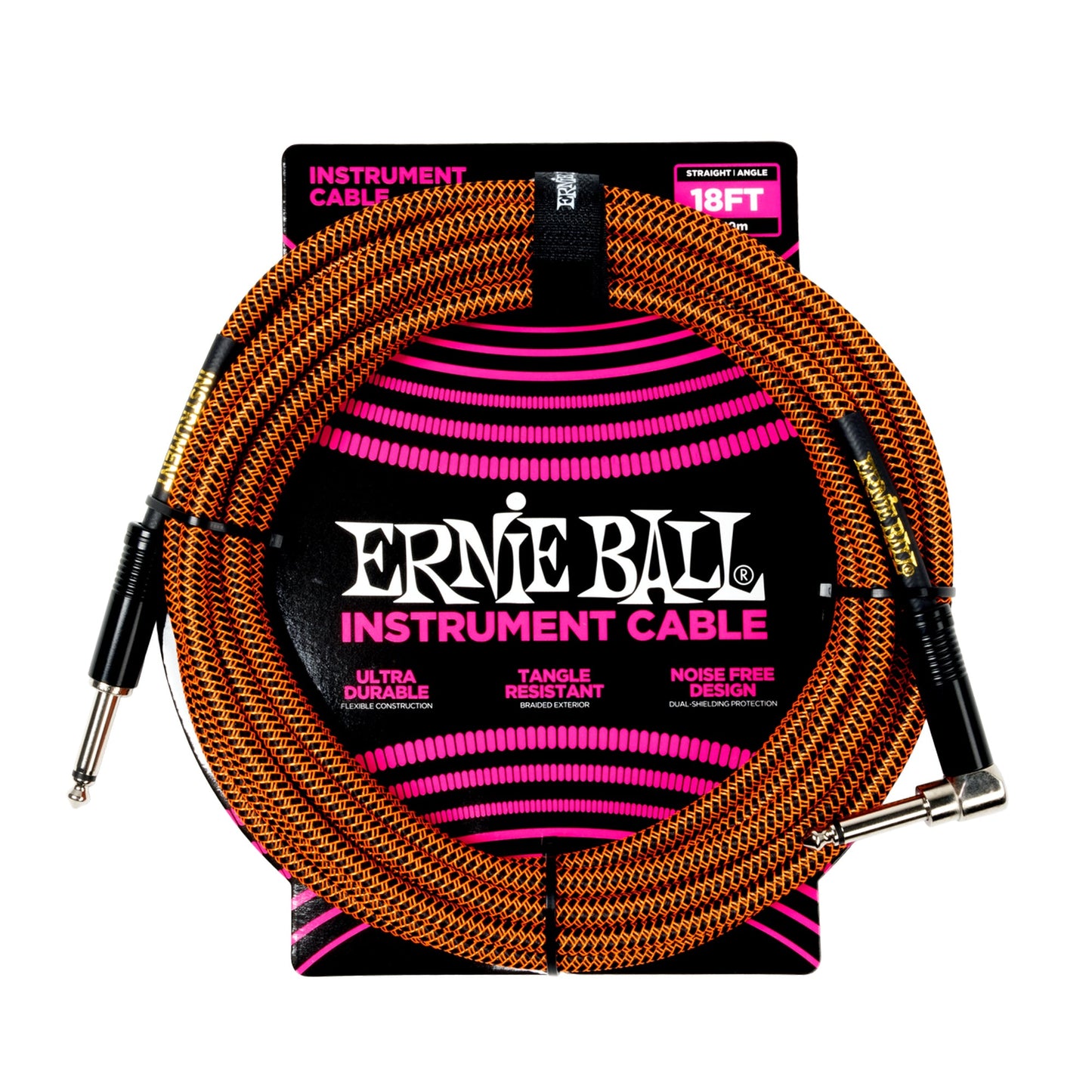 Ernie Ball P06471 Braided Instrument Cable 18ft Pumpkin Pie