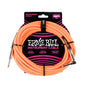 Ernie Ball P06084 Braided Instrument Cable Straight/Angle 18ft Neon Orange