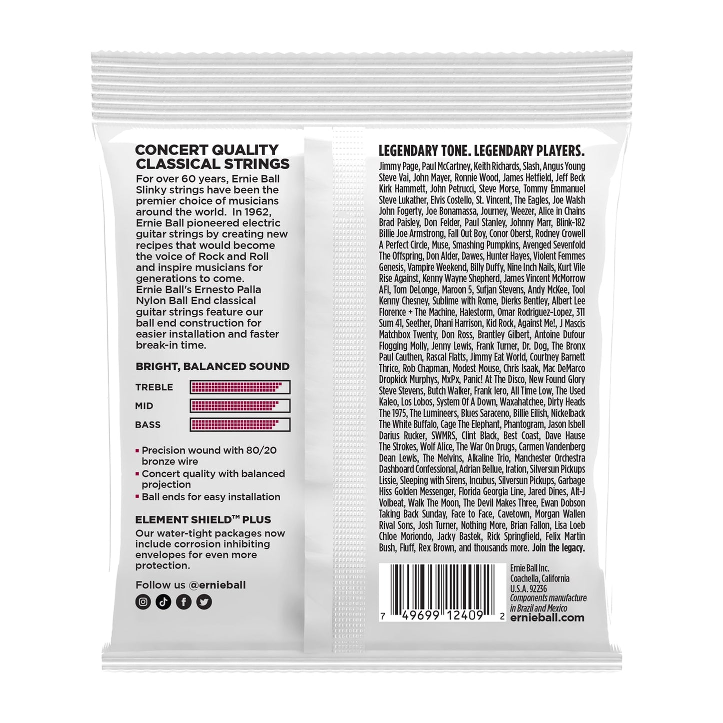 Ernie Ball P02409 Ernesto Palla Nylon Ball End Classical Guitar Strings Black & Gold