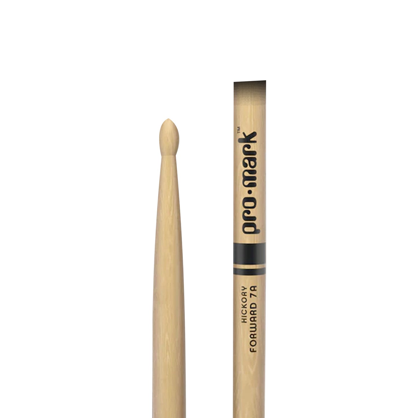 Promark TXPR7AW Hickory 7A Pro-Round Drumsticks | Oval Wood Tip | Short Taper | Wooden