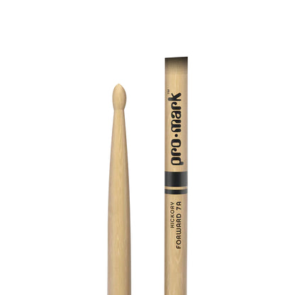 Promark TXPR7AW Hickory 7A Pro-Round Drumsticks | Oval Wood Tip | Short Taper | Wooden
