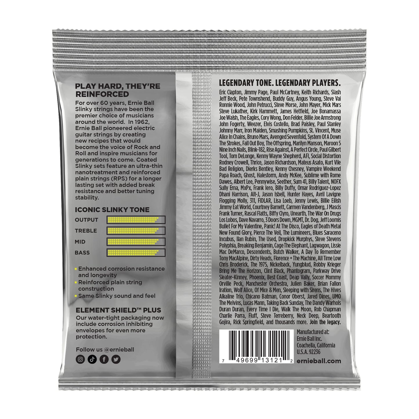 Ernie Ball P03121 Regular Slinky Coated Titanium RPS Electric Strings 10-46