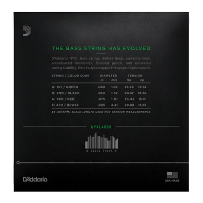 D'Addario NYXL4095 NYXL Bass Guitar Strings Super Light 40-95