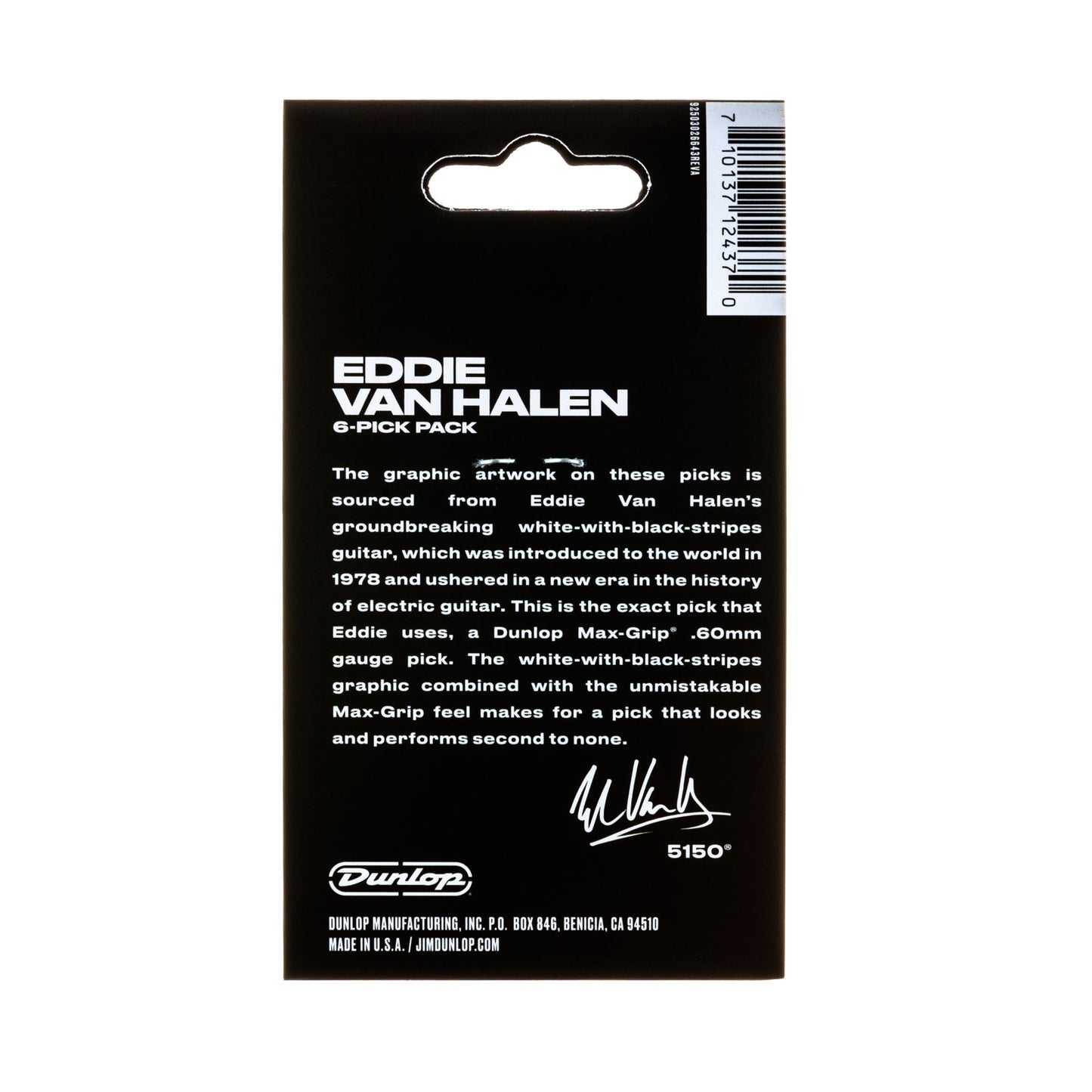 Dunlop EVH-03 Guitar Picks .60mm | White Black Stripes