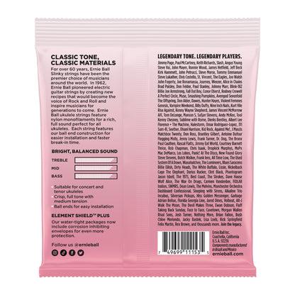 Ernie Ball P02330 Concert Tenor Wound Low G Nylon Ball End Ukulele Strings Clear