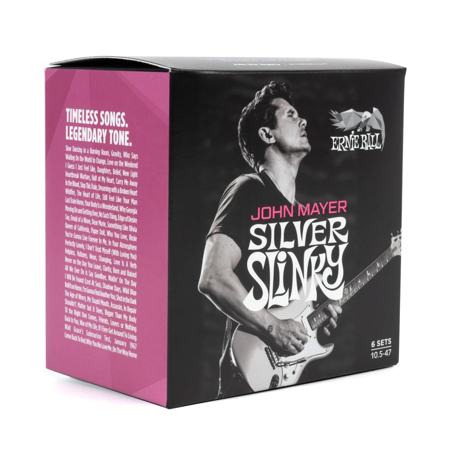 Ernie Ball P03817 John Mayer Silver Slinky Nickel Wound Strings 10.5-47 6-Pack