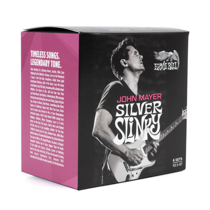 Ernie Ball P03817 John Mayer Silver Slinky Nickel Wound Strings 10.5-47 6-Pack