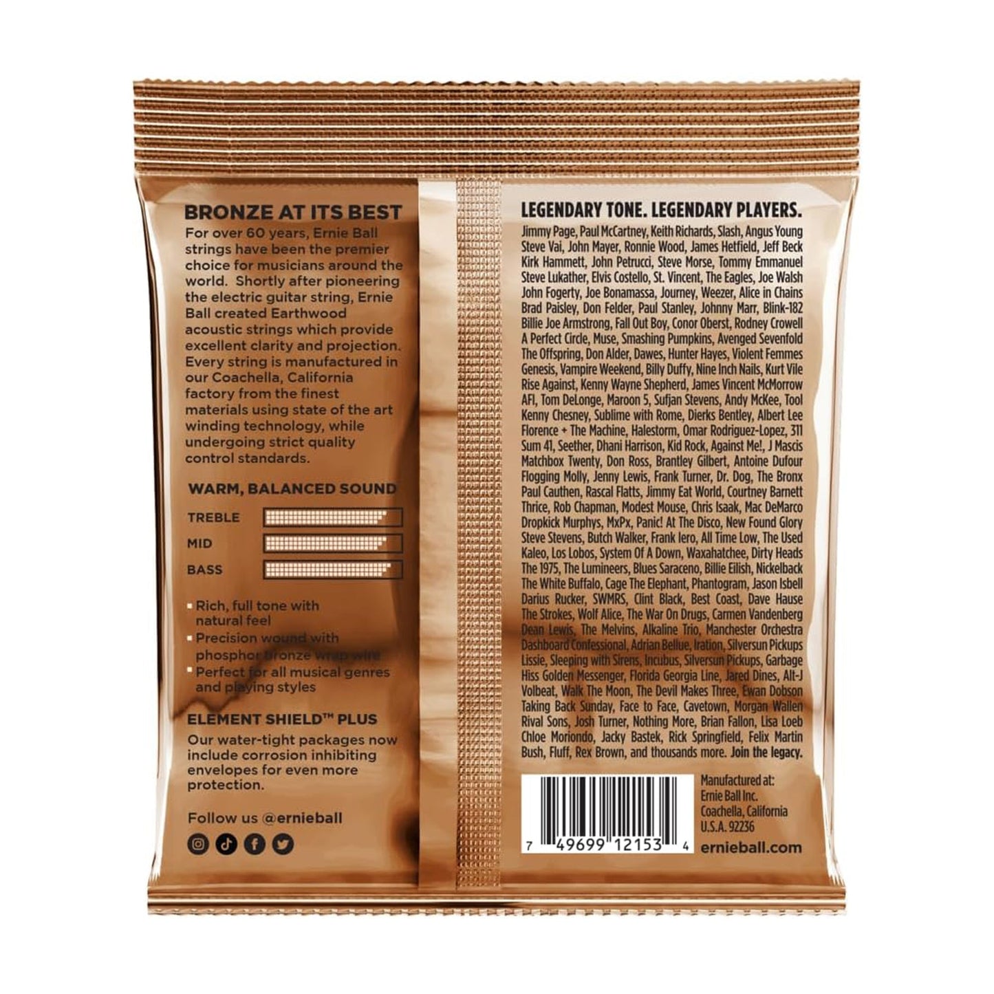 Ernie Ball P02153 Earthwood Phosphor Bronze Light 12-String Acoustic Strings 9-46