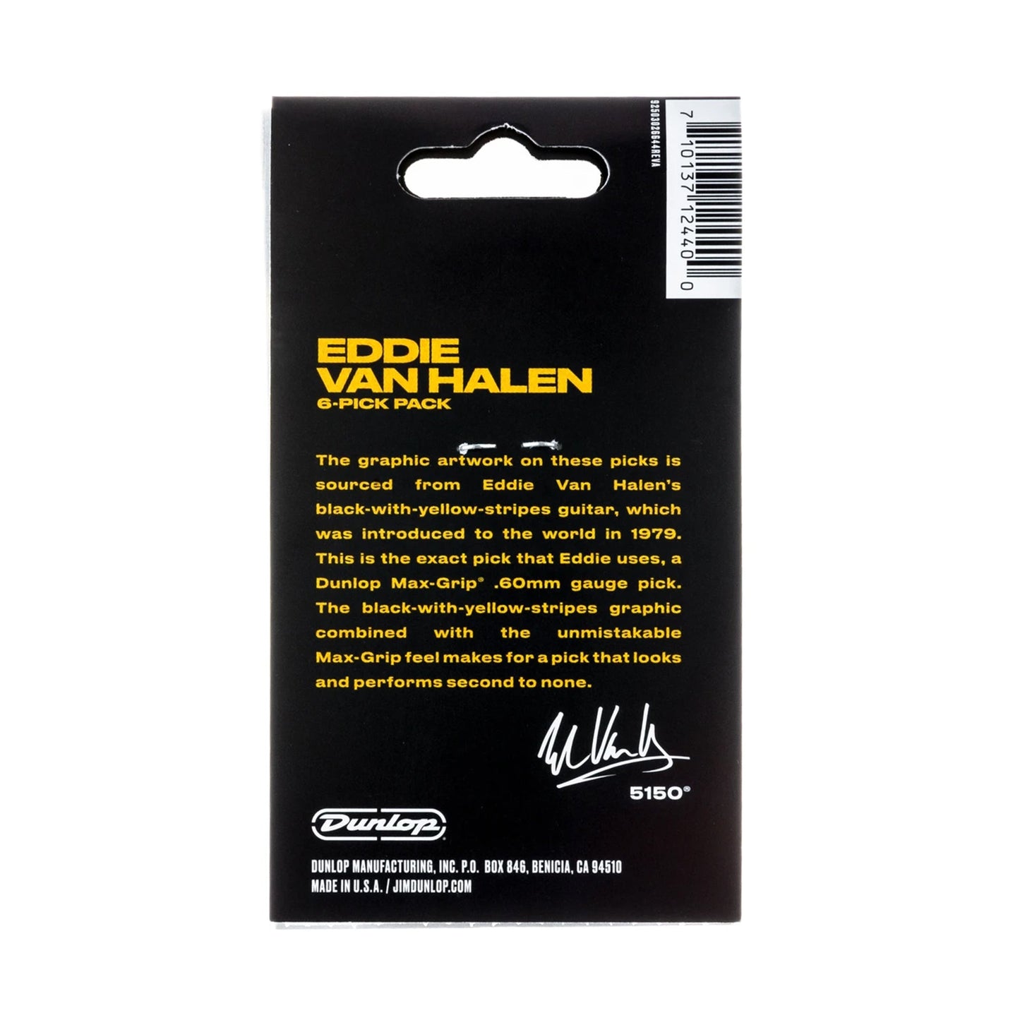Dunlop EVH-04 VH II Guitar Picks .60mm | Black Yellow