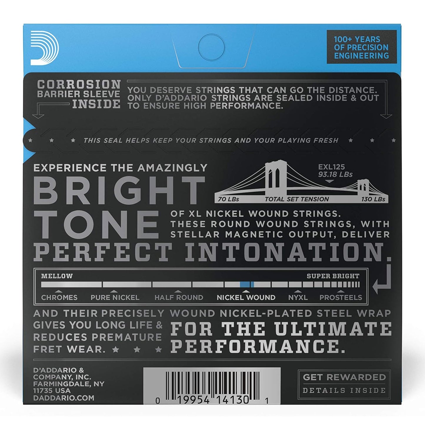 D'Addario EXL125 XL Nickel Super Light Top Regular Bottom 9-46