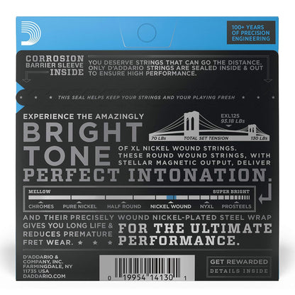 D'Addario EXL125 XL Nickel Super Light Top Regular Bottom 9-46