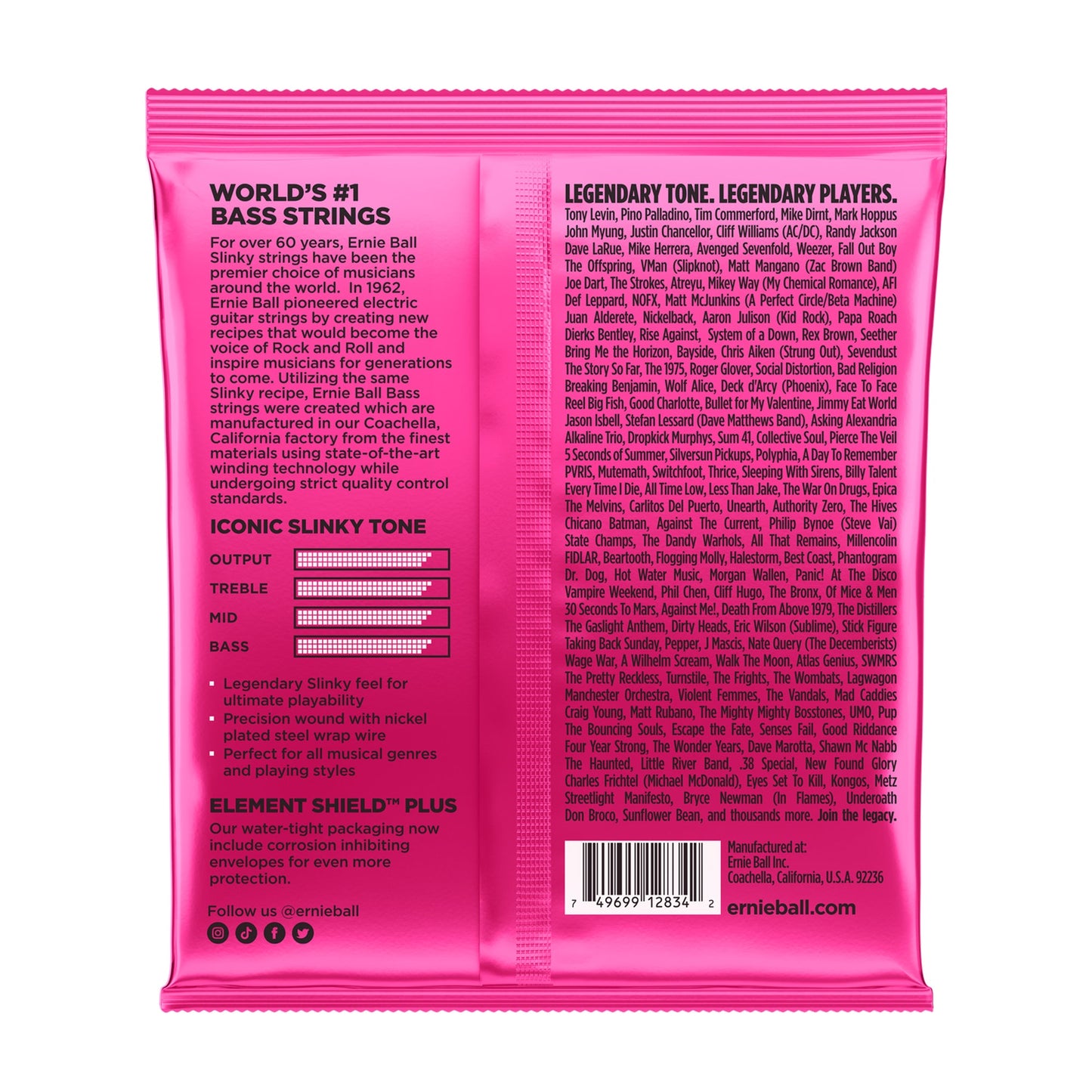 Ernie Ball P02834 Super Slinky Nickel Wound Electric Bass Strings 45-100
