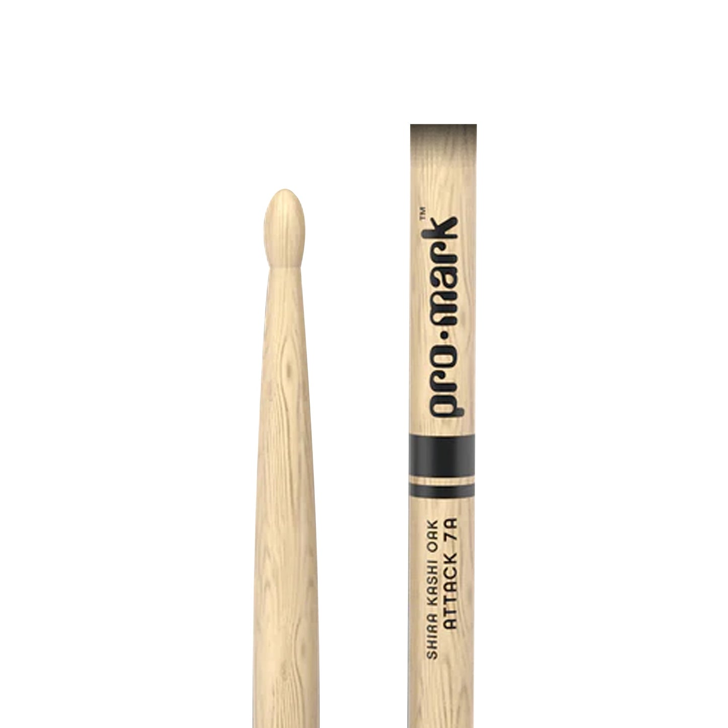 Promark PW7AW Oak 7A Shira Kashi Oak Drumsticks | Oval Wood Tip | Light & Short | Wooden