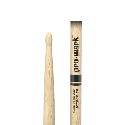 Promark PW7AW Oak 7A Shira Kashi Oak Drumsticks | Oval Wood Tip | Light & Short | Wooden
