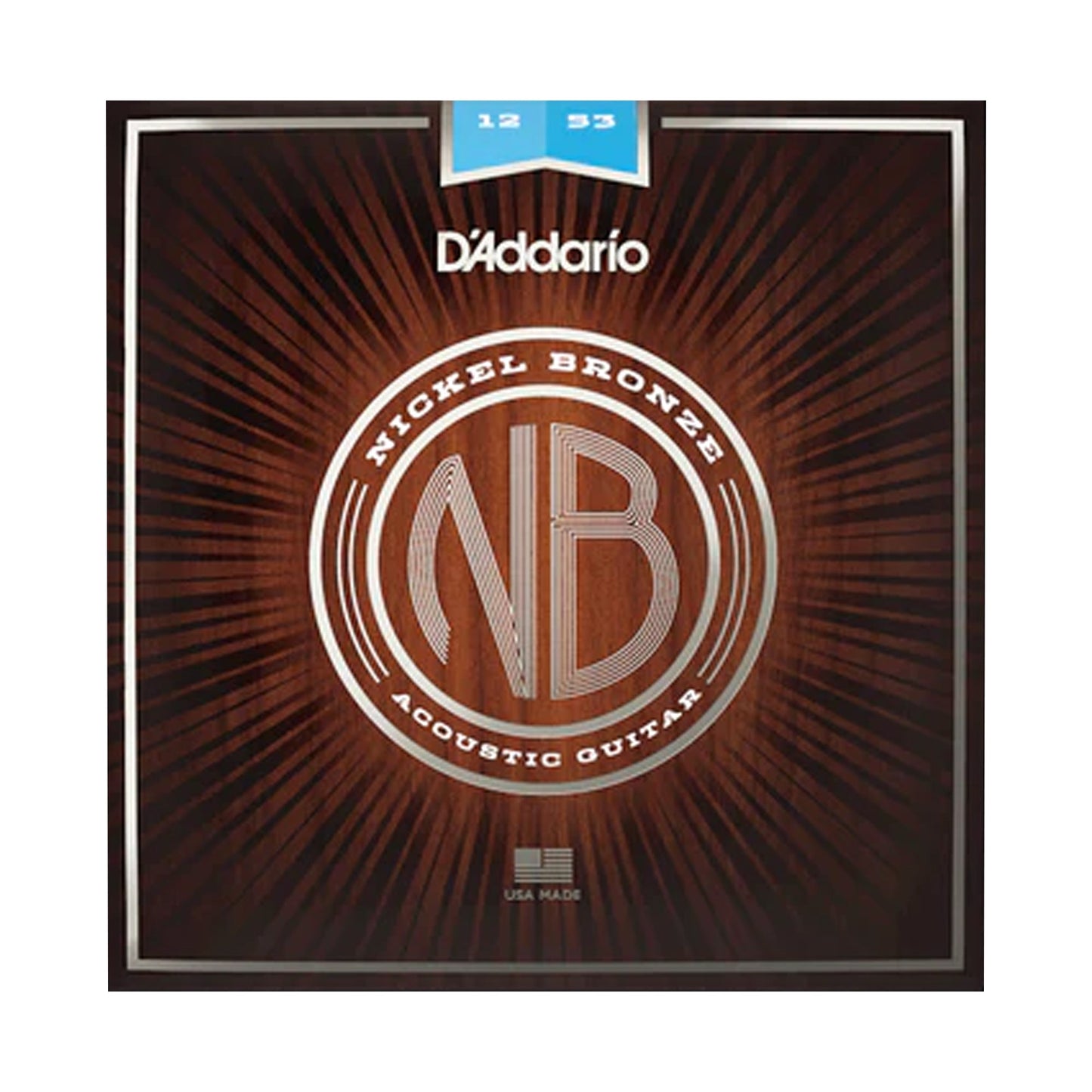 D'Addario NB1253 Nickel Bronze Acoustic Guitar Strings Light 12-53