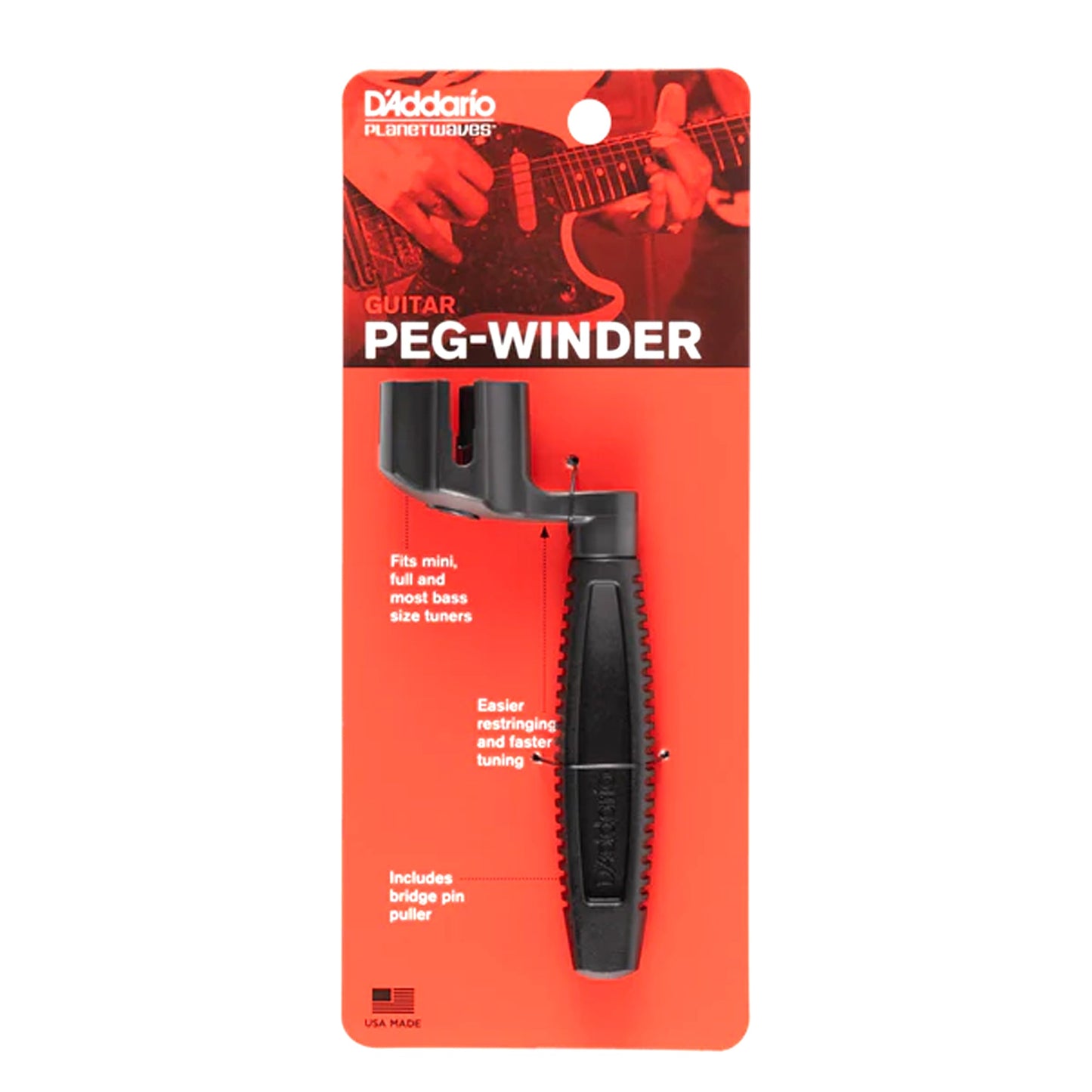 D'Addario PWPW1 Ergonomic Peg Winder Bridge Pin Puller Guitar