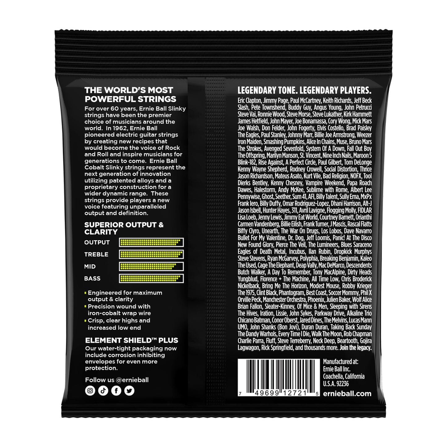 Ernie Ball P02721 Regular Slinky Cobalt Electric Guitar Strings 10-46