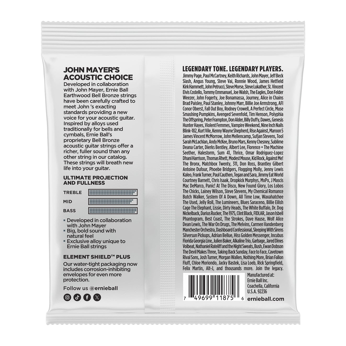 Ernie Ball P02348 Earthwood Bell Bronze Light Acoustic Strings 11-52