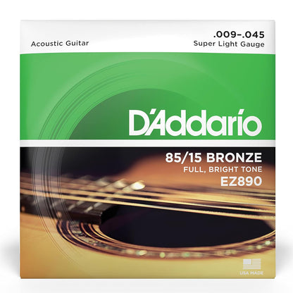 D'Addario EZ890 85/15 American Bronze Acoustic Guitar Strings Super Light