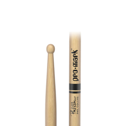 Promark TXPCW Phil Collins Signature Hickory Drumsticks | Large Round Wood Tip | Wooden