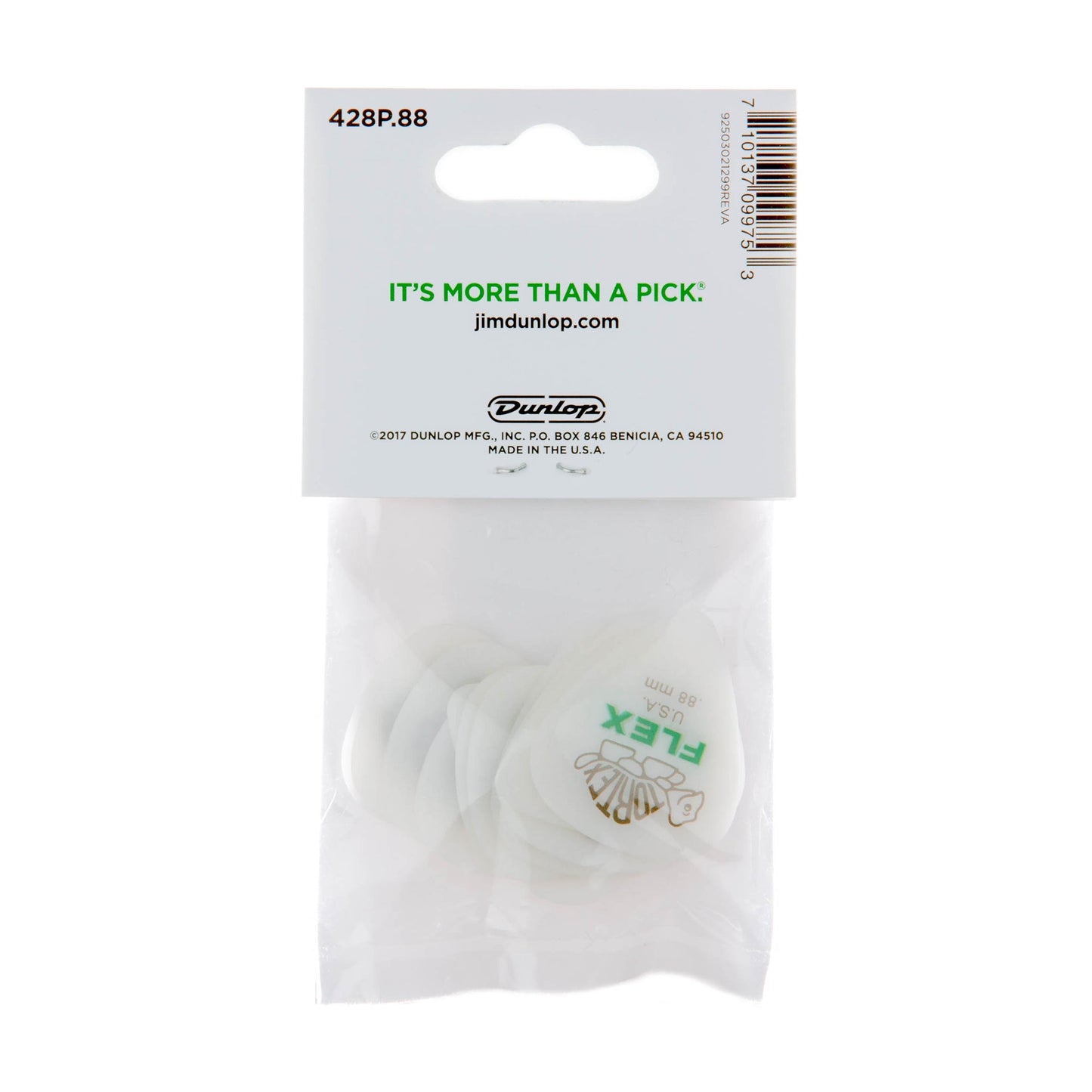 Dunlop 428-088 Tortex Flex Pick .88mm | White