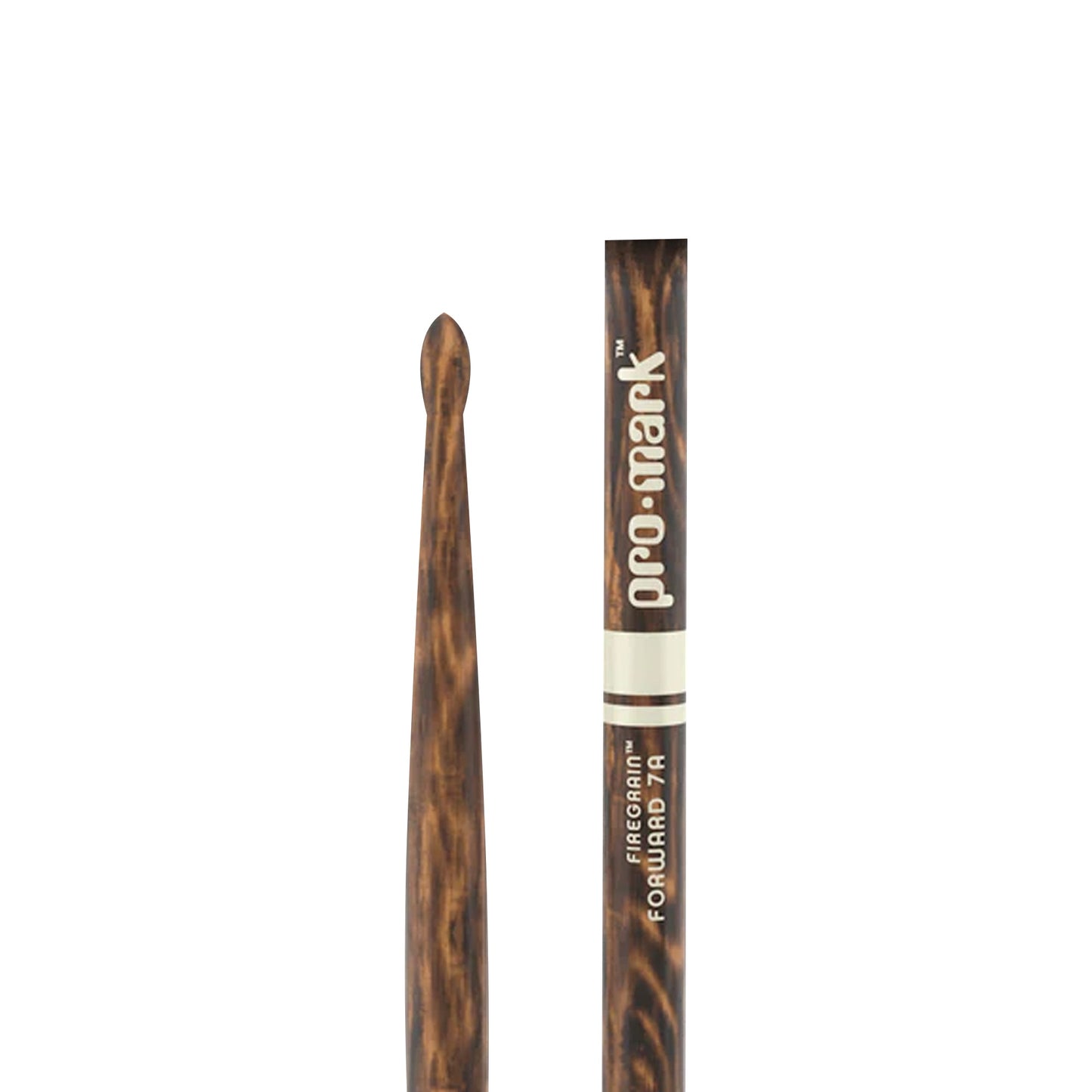 Promark TX7AW-FG Classic 7A FireGrain Flame-Hardened Hickory Drumsticks | Oval Wood Tip | Brown