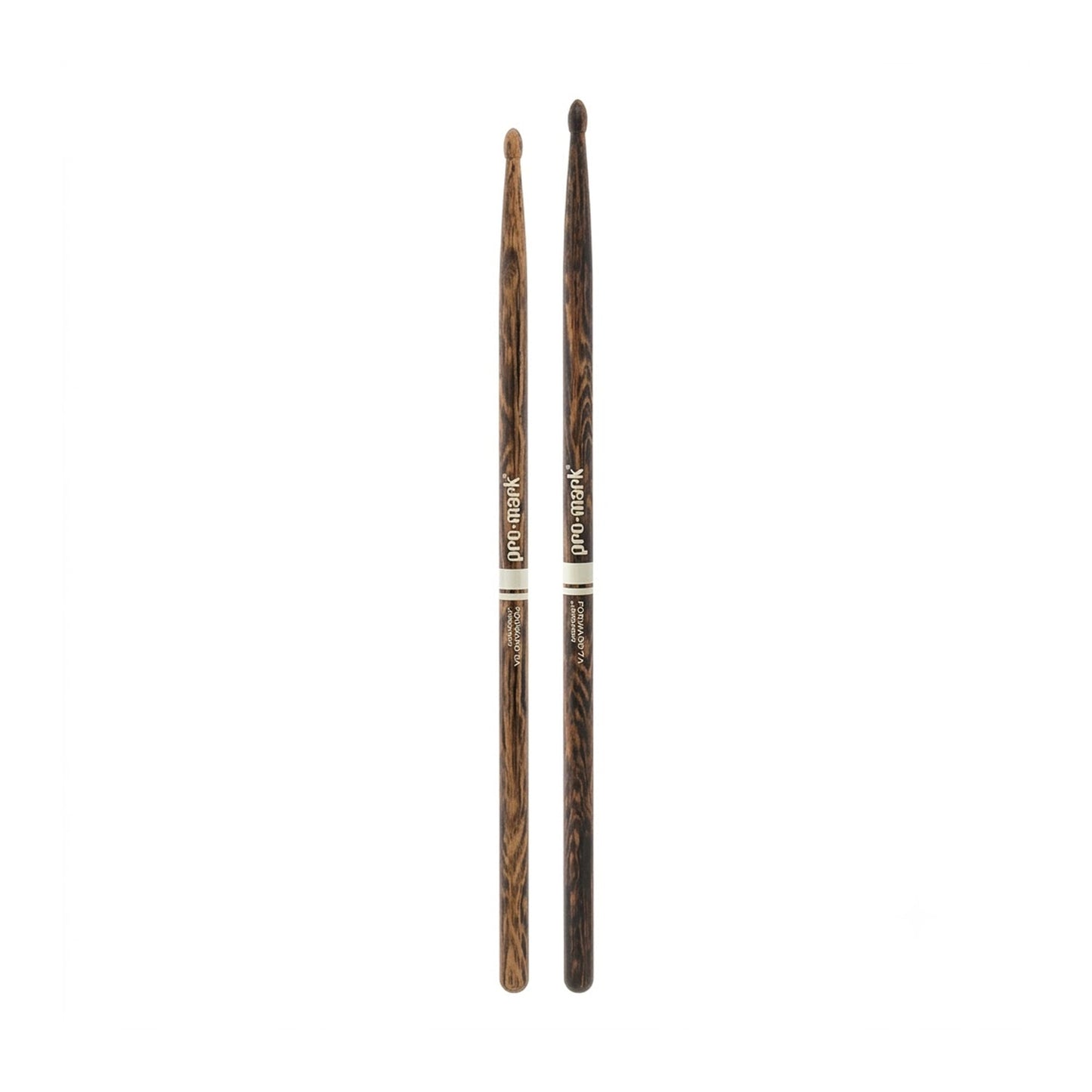 Promark TX7AW-FG Classic 7A FireGrain Flame-Hardened Hickory Drumsticks | Oval Wood Tip | Brown