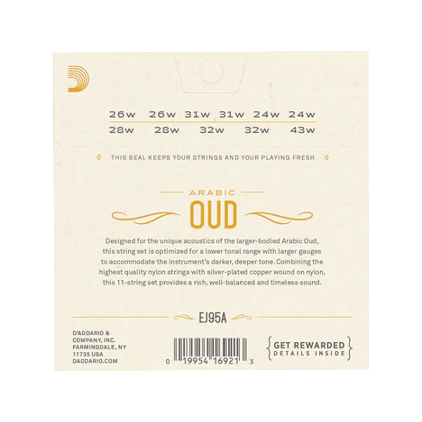 D'Addario EJ95A Arabic Oud Strings Silver on Nylon Medium