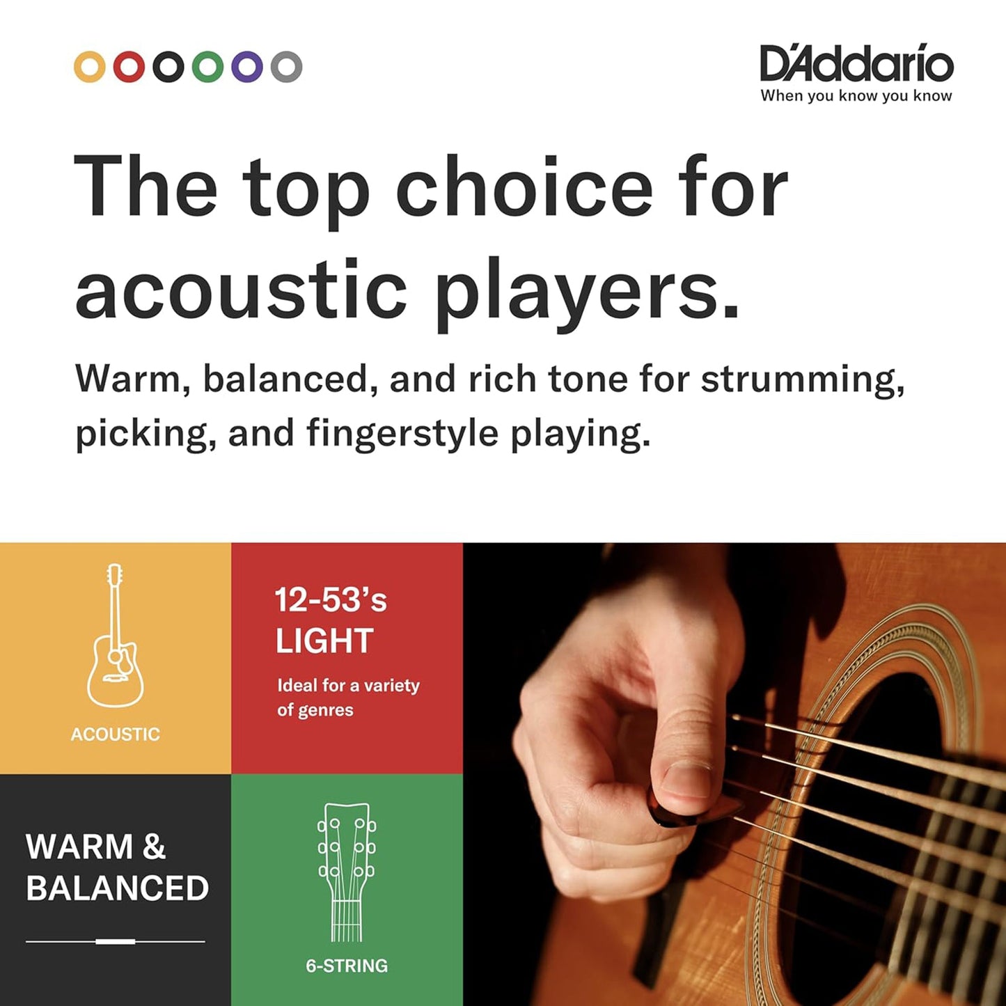 D'Addario EJ15 Phosphor Bronze Acoustic Guitar Strings Extra Light