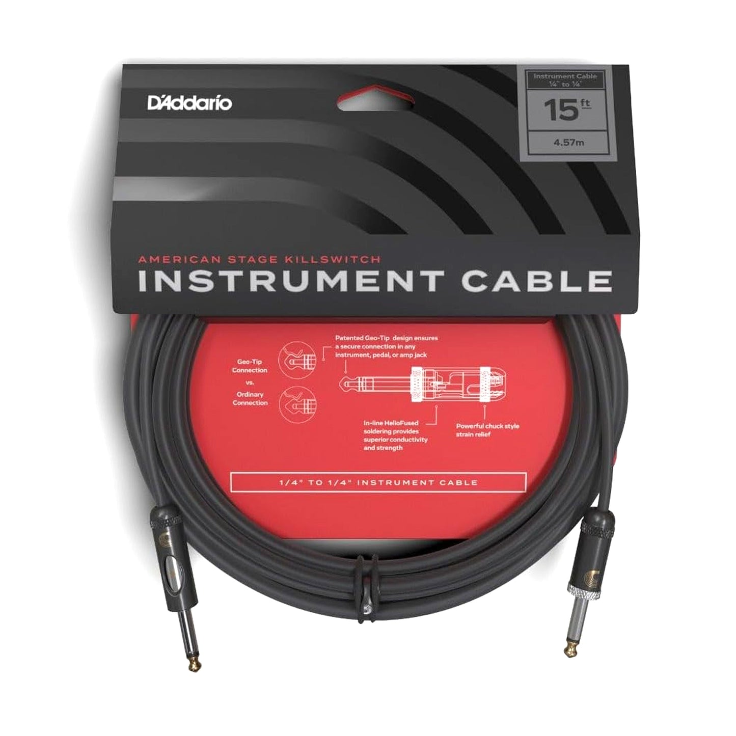 D'Addario PW-AMSK-15 American Stage Kill Switch Instrument Cable 15ft
