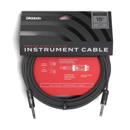 D'Addario PW-AMSK-15 American Stage Kill Switch Instrument Cable 15ft