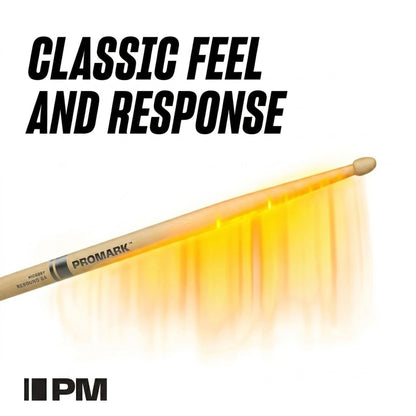 Promark TXPCW-1 Phil Collins Signature Hickory Drumsticks | Large Round Wood Tip | Brown