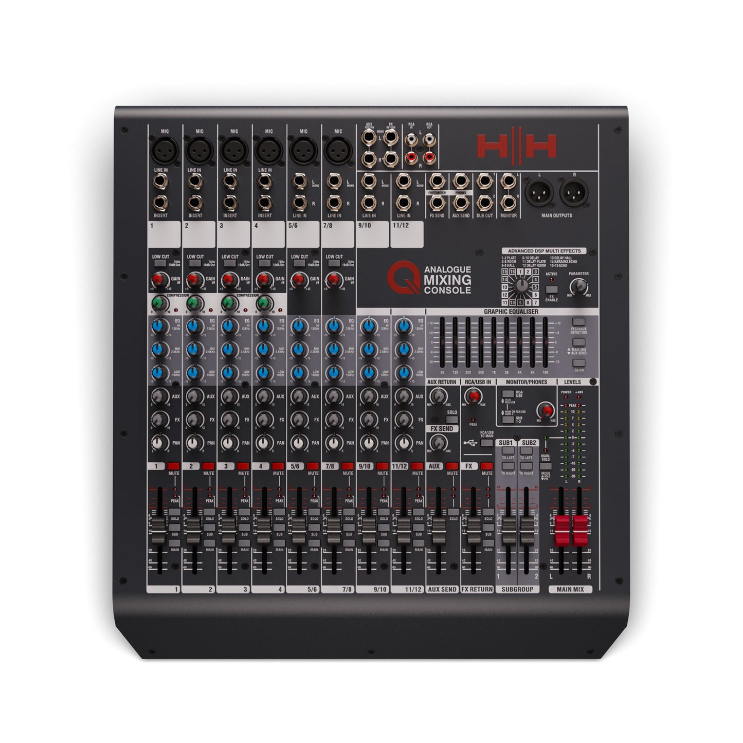 HH Elecrtonics Q12FX – 12-Channel Analogue Mixer