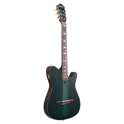 Ibanez FRH20FMN-DGL Nylon Acoustic Electric Guitar | Deep Emerald Green Low Gloss