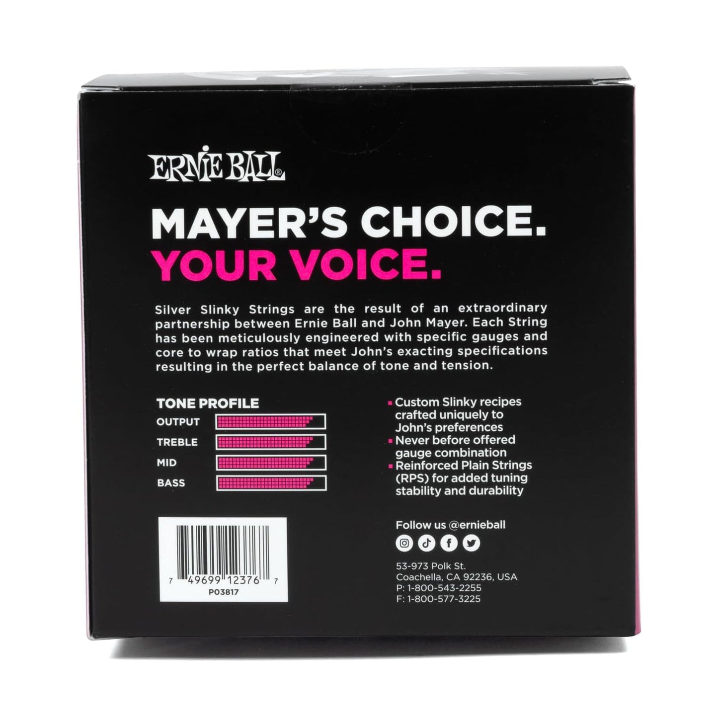 Ernie Ball P03817 John Mayer Silver Slinky Nickel Wound Strings 10.5-47 6-Pack
