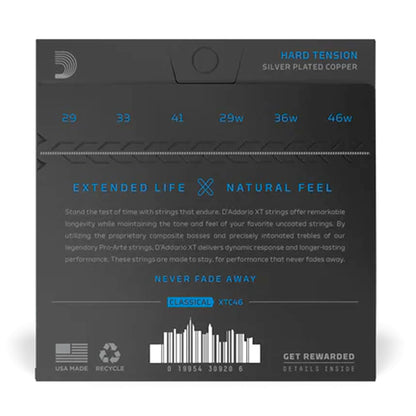 D'Addario XTC46 XT Coated Pro-Arté Classical Guitar Strings Hard Tension