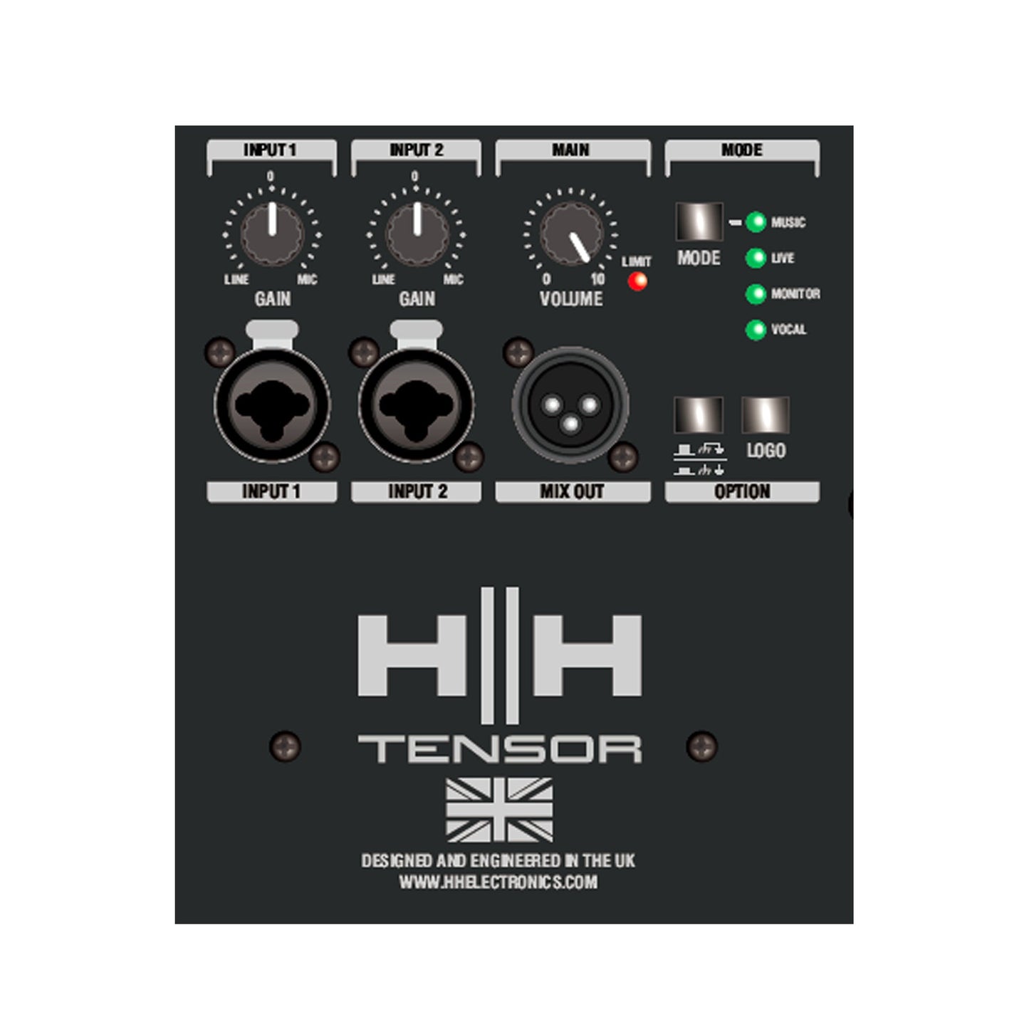HH Electronics TRE-1201 – Active PA Loudspeaker | Tensor Series | 12-Inch | 1400W Peak | 130dB SPL | Class D | Black