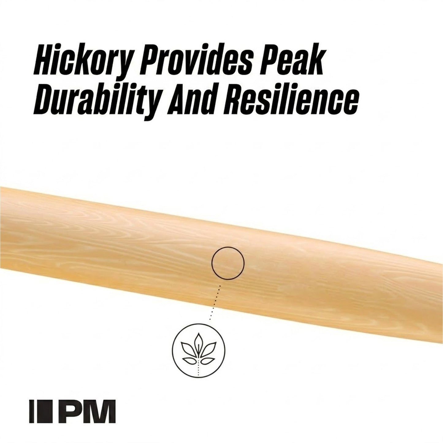 Promark TXPCW-1 Phil Collins Signature Hickory Drumsticks | Large Round Wood Tip | Brown