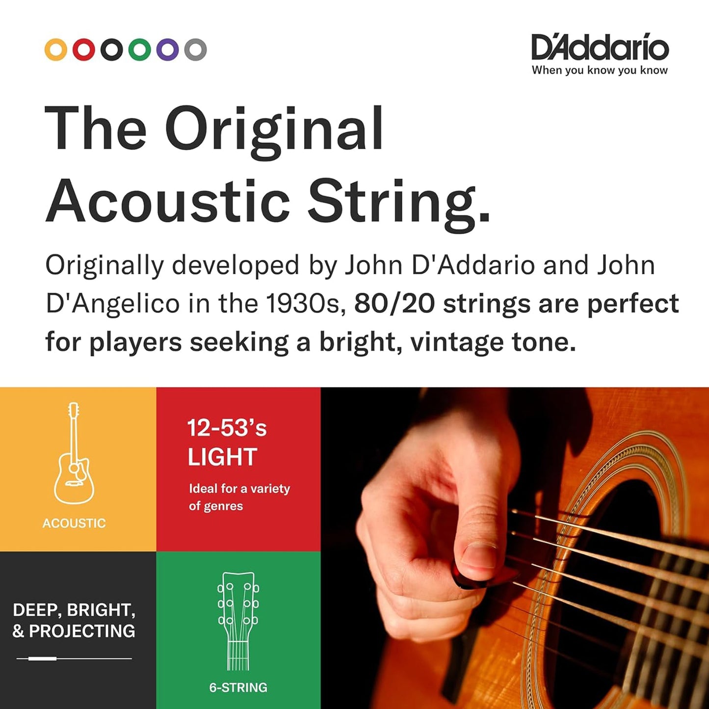 D'Addario EJ10 80/20 Bronze Acoustic Guitar Strings Extra Light