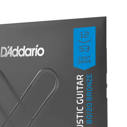 D'Addario XTABR1253 XT 80/20 Bronze Coated Acoustic Strings 12-53