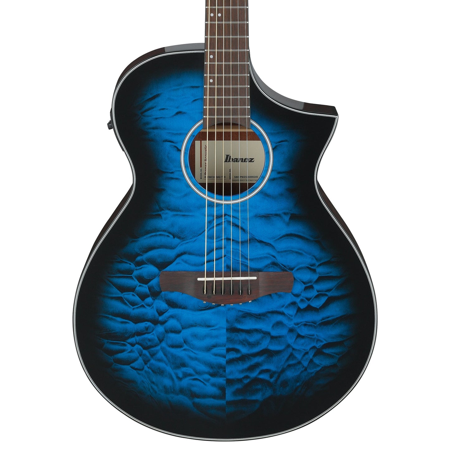 Ibanez AEWC16QA-TLH - Acoustic Electric Guitar | Transparent Blue Sunburst High Gloss