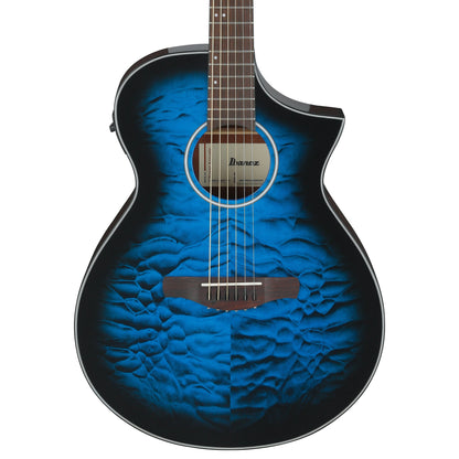 Ibanez AEWC16QA-TLH - Acoustic Electric Guitar | Transparent Blue Sunburst High Gloss