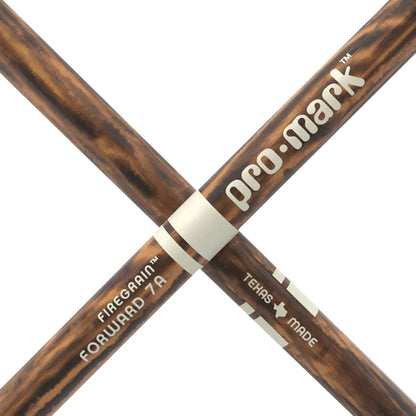 Promark TX7AW-FG Classic 7A FireGrain Flame-Hardened Hickory Drumsticks | Oval Wood Tip | Brown