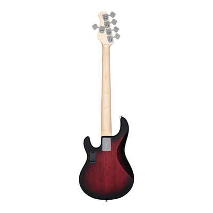 Sterling RAY5HH-RRBS – 5-String Dual HH Active Bass Guitar | Ruby Red Burst Satin
