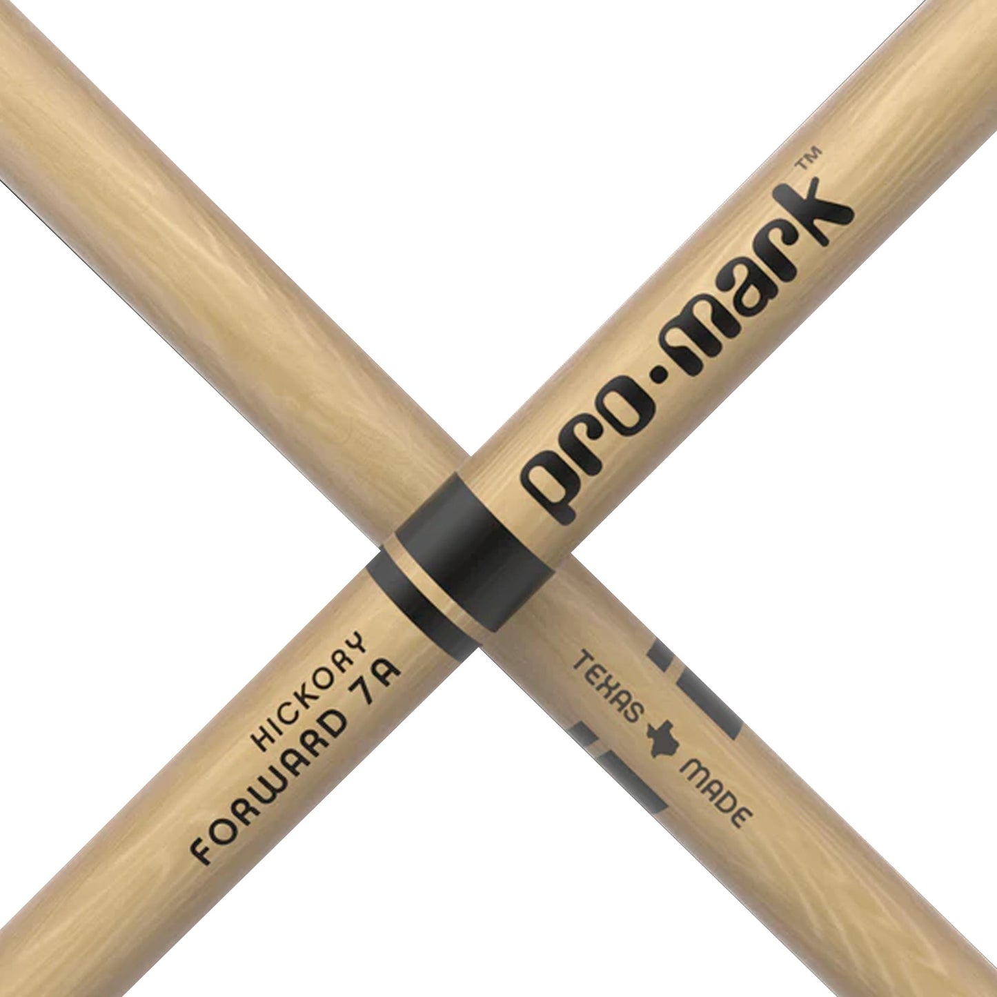 Promark TXPR7AW Hickory 7A Pro-Round Drumsticks | Oval Wood Tip | Short Taper | Wooden