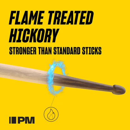 Promark TX5AW-FG Classic 5A FireGrain Hickory Drumsticks | Oval Wood Tip | Forward Balance | Brown
